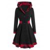 Manteau à Capuche à Carreaux - Noir L