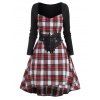 Guipure Insert Plaid Sweetheart High Low Dress - multicolor L
