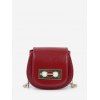 Mini Sac de Selle à Chaîne en Fausse Perle - Rouge Vineux 