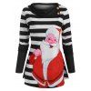 Christmas Santa Claus Striped Mock Button T Shirt - multicolor XXL