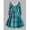 Robe Haute Basse à Carreaux Panneau en Fausse Fourrure De Grande Taille - Vert L