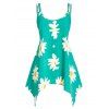 Haut Mouchoir à Double Bretelle Fleur Marguerite de Grande Taille - Vert Clair de Mer 1X