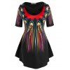 T-shirt Croisé à Imprimé Abstrait de Grande Taille à Manches Courtes - multicolor 3X