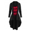 Manteau Motif à Carreaux Haut Bas Fausse Deux Pièces - Noir L