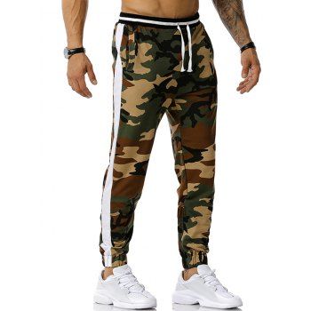 

Zipper Slit Camouflage Print Sports Pants, Army green