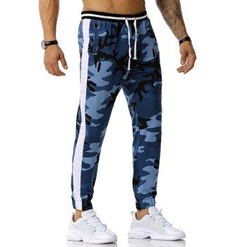 

Zipper Slit Camouflage Print Sports Pants, Jeans blue