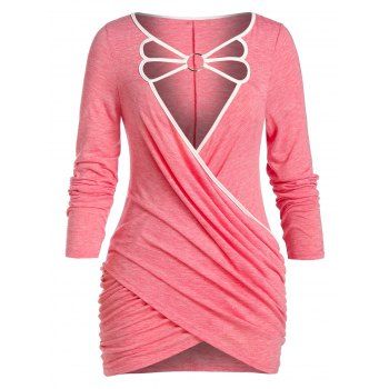 

Plus Size Crossover O Ring Strappy T Shirt, Light pink