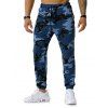 Pantalon de Sport à Imprimé Camouflage Zippé avec Poches - Bleu Toile de Jean XXXL