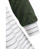 Funnel Neck Striped Raglan Sleeve Sweatshirt - DEEP GREEN 2XL