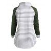 Funnel Neck Striped Raglan Sleeve Sweatshirt - DEEP GREEN 2XL