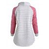 Funnel Neck Striped Raglan Sleeve Sweatshirt - LIGHT PINK M