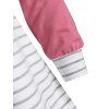 Funnel Neck Striped Raglan Sleeve Sweatshirt - LIGHT PINK M