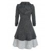 Lace Up Layered Hooded Midi Dress - BLACK 2XL