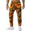 Pantalon de Sport à Imprimé Camouflage Zippé avec Poches - Orange M