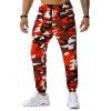 Pantalon de Sport à Imprimé Camouflage Zippé avec Poches - Rouge XXL