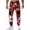 Pantalon de Sport à Imprimé Camouflage avec Poches Zippée - Rouge L