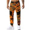 Pantalon de Sport à Imprimé Camouflage avec Poches Zippée - Orange L