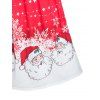 Plus Size Christmas Santa Claus Long Sleeve V Notch Dress - RED L