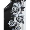 Contrast Rose Flower Print Sleeveless Strappy Dress - BLACK M