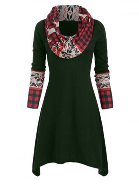 Elk Plaid Knitted Multiway Asymmetrical Dress 