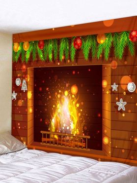 Fireplace Printed Christmas Decoration Wall Tapestry