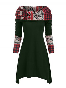 Elk Plaid Knitted Multiway Asymmetrical Dress