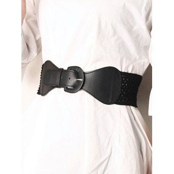 

Hollow Out Dress Pin Buckle Elastic Cinch Belt, Black
