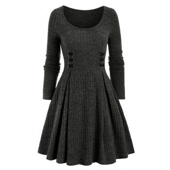 

Crisscross Ribbed Mini High Waist Dress, Black