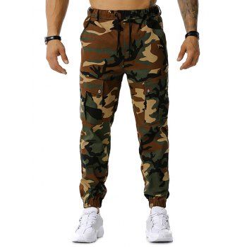 

Drawstring Camouflage Print Jogger Cargo Pants, Army green