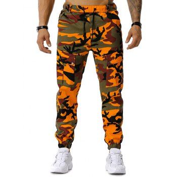 

Drawstring Camouflage Print Jogger Cargo Pants, Orange