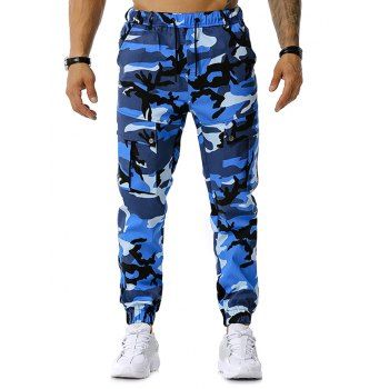 

Drawstring Camouflage Print Jogger Cargo Pants, Blue