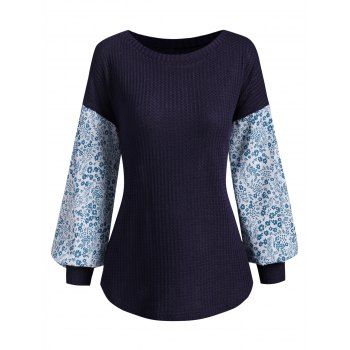 Image of Floral Mixed Media Drop Shoulder Knitwear