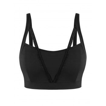 

Plus Size Lace Trim Cutout Crop Bralette Top, Black