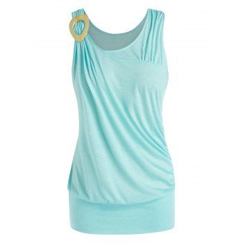 

Plus Size Skew Collar Ruched Tunic Tank Top, Medium turquoise