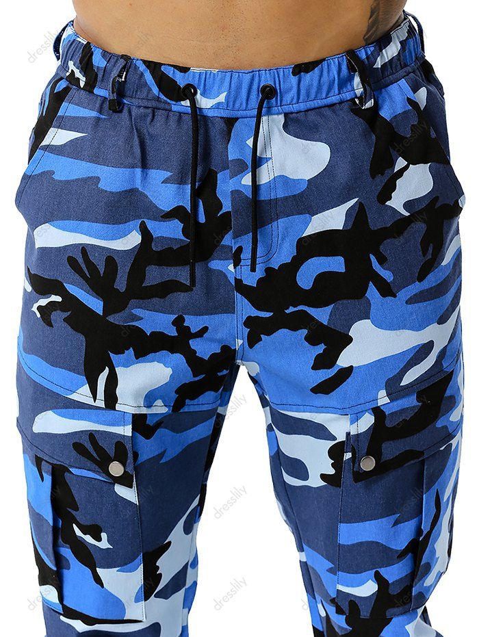 blue camouflage cargo pants
