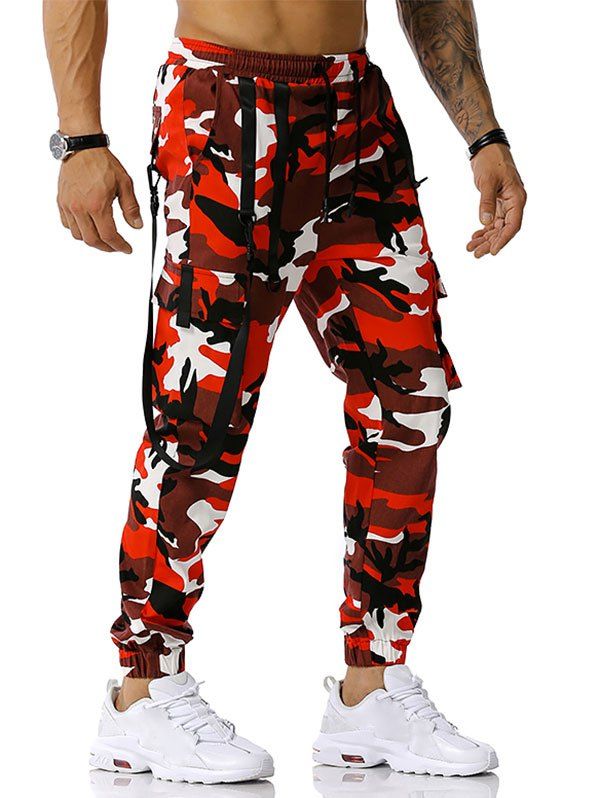 cargo pants with red stripe