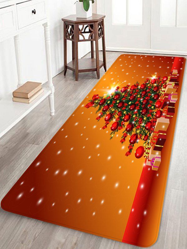 Christmas Tree Gifts Printed Floor Mat - CHOCOLATE W16 X L47 INCH