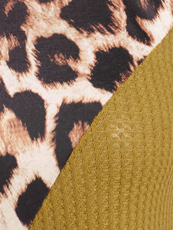 Tricot Léopard Contrasté à Goutte Epaule - Noir S