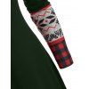 Robe Asymétrique Cerf de Noël à Carreaux en Tricot - Vert Foncé S
