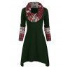 Elk Plaid Knitted Multiway Asymmetrical Dress - DARK GREEN 3XL
