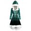 Robe à Capuche Haute Basse à Carreaux en Fausse Fourrure à Lacets - Bleu Vert Ara XL