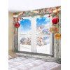 Tapisserie Murale Décorative à Imprimé Fenêtre et Neige de Noël - Oie grise W91 X L71 INCH