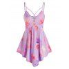 Débardeur Asymétrique Croisé à Imprimé Fleuri - Violet clair M