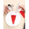 Couverture de Vaisselle Couteau de Noël en Forme de Bonnet et Fourchette - Rouge 