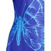 Plus Size Butterfly Pattern Long Sleeve Tunic Tee - BLUE 5X