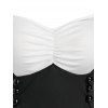 Mock Button Contrast Overlap Dress - BLACK M