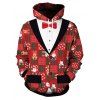 Fuax Tuxedo Christmas Pattern Hoodie - RED XL
