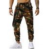 Pantalon Cargo à Bretelle à Imprimé Camouflage à Cordon - Vert Armée XL