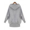Hooded Double Zip High Low Pockets Jacket - GRAY M