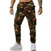 Pantalon Cargo Camouflage Applique Texte Imprimé - Vert Armée S